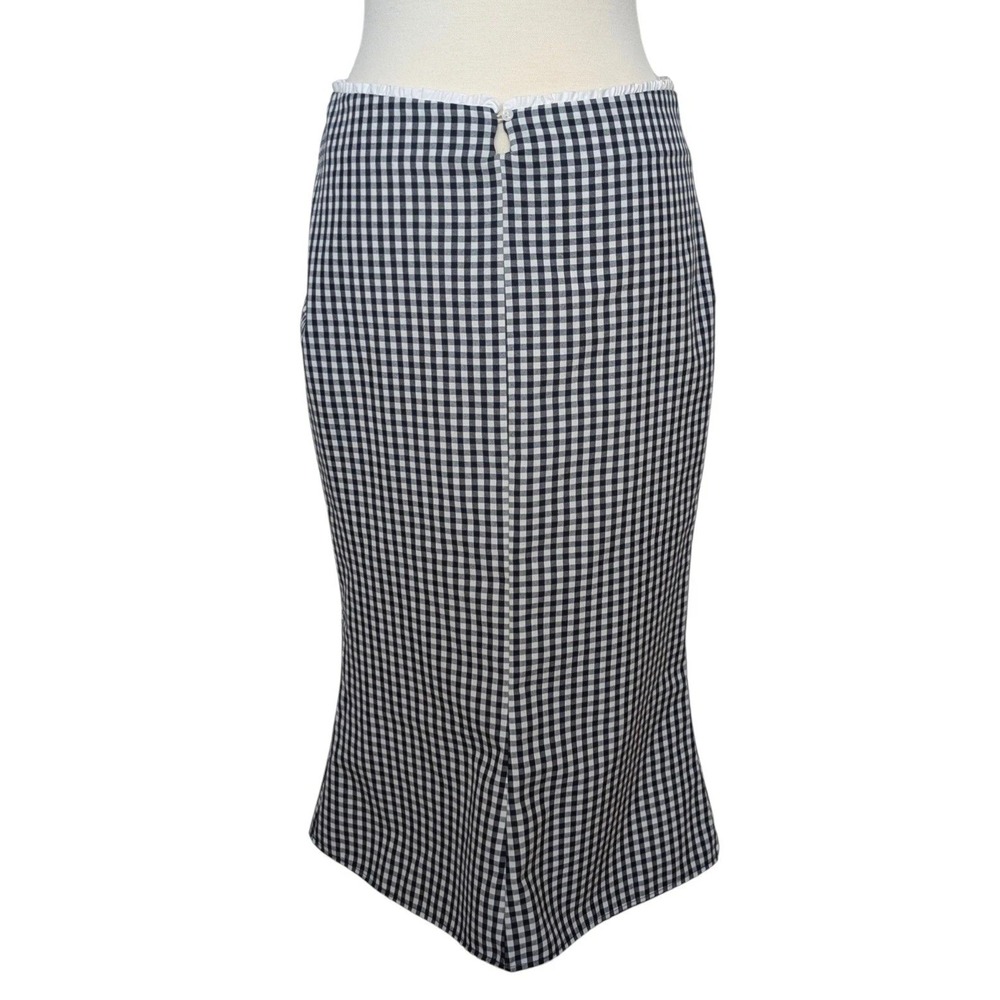 Zara Navy White Gingham Midi Skirt Womens US M Cottagecore Preppy